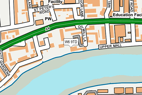 W6 9TD map - OS OpenMap – Local (Ordnance Survey)