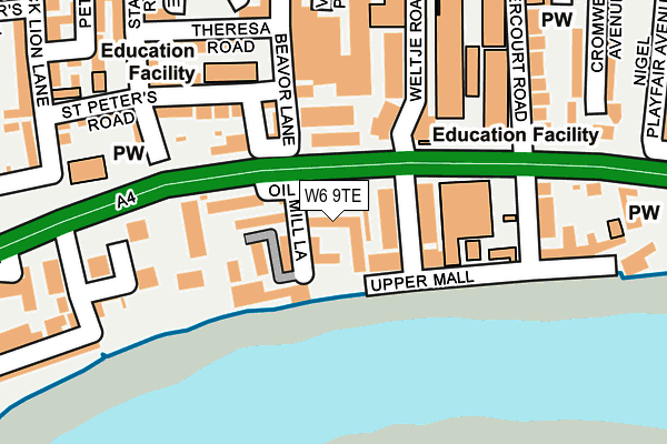 W6 9TE map - OS OpenMap – Local (Ordnance Survey)