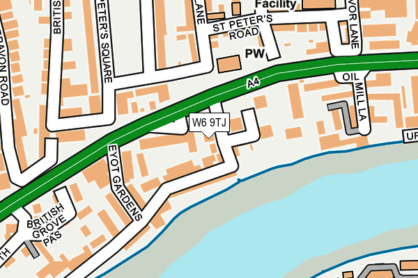 W6 9TJ map - OS OpenMap – Local (Ordnance Survey)