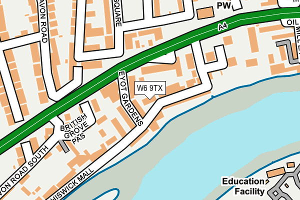 W6 9TX map - OS OpenMap – Local (Ordnance Survey)