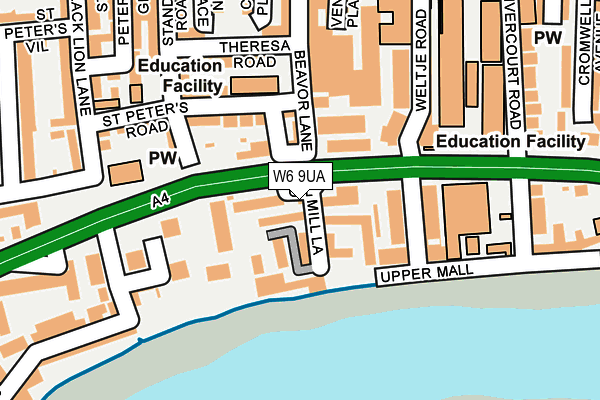 W6 9UA map - OS OpenMap – Local (Ordnance Survey)