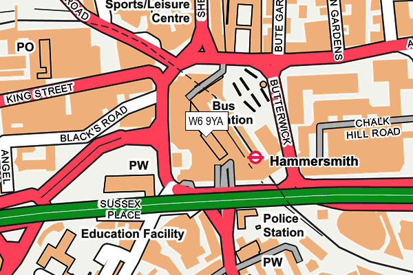 W6 9YA map - OS OpenMap – Local (Ordnance Survey)