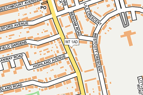 W7 1AD map - OS OpenMap – Local (Ordnance Survey)
