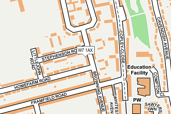 W7 1AX map - OS OpenMap – Local (Ordnance Survey)