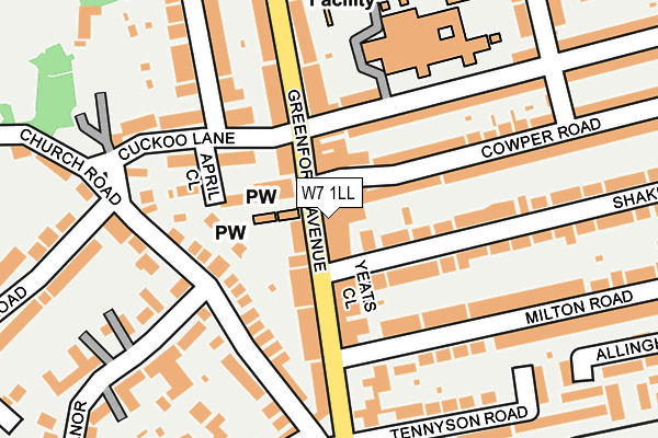 W7 1LL map - OS OpenMap – Local (Ordnance Survey)