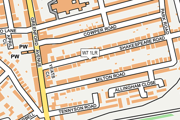 W7 1LR map - OS OpenMap – Local (Ordnance Survey)