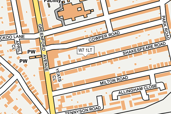 W7 1LT map - OS OpenMap – Local (Ordnance Survey)