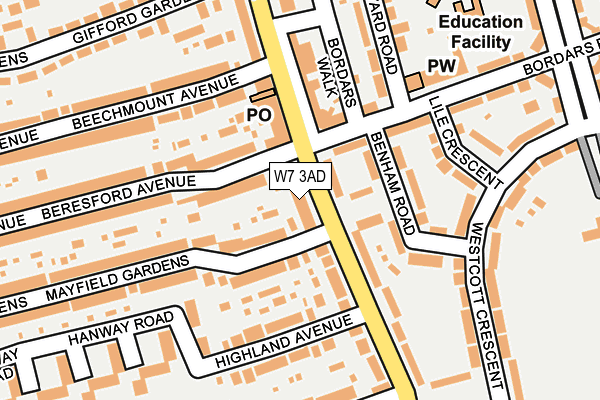 W7 3AD map - OS OpenMap – Local (Ordnance Survey)