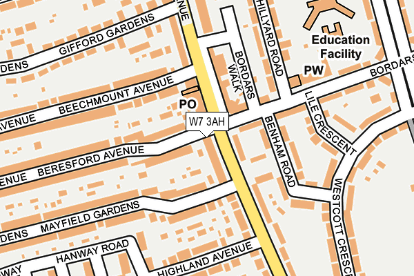 W7 3AH map - OS OpenMap – Local (Ordnance Survey)