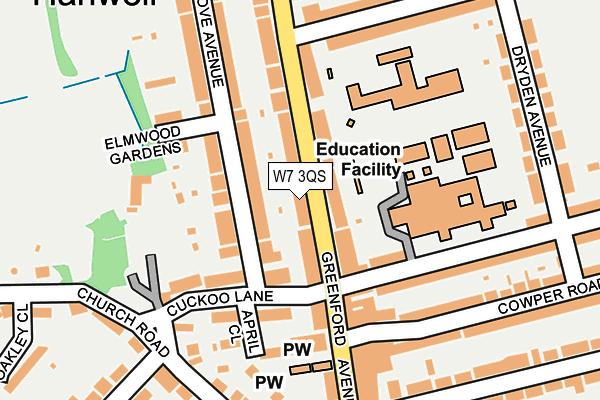 W7 3QS map - OS OpenMap – Local (Ordnance Survey)