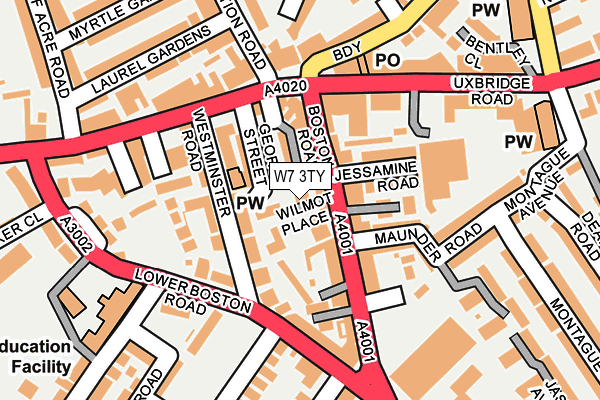 W7 3TY map - OS OpenMap – Local (Ordnance Survey)