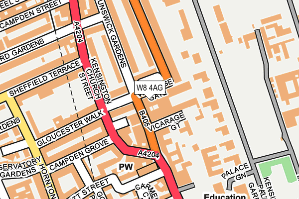W8 4AG map - OS OpenMap – Local (Ordnance Survey)