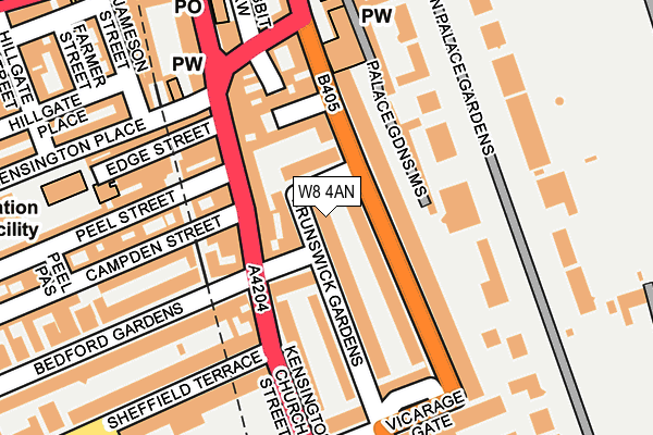 W8 4AN map - OS OpenMap – Local (Ordnance Survey)