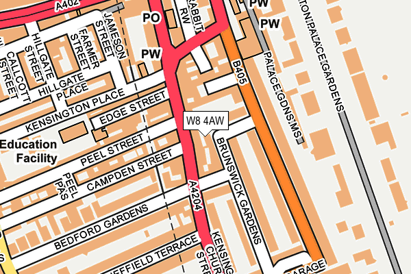 W8 4AW map - OS OpenMap – Local (Ordnance Survey)