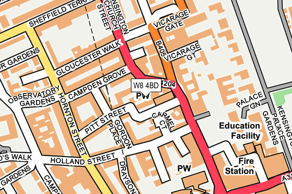 W8 4BD map - OS OpenMap – Local (Ordnance Survey)