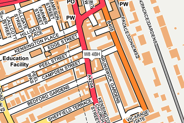 W8 4BH map - OS OpenMap – Local (Ordnance Survey)