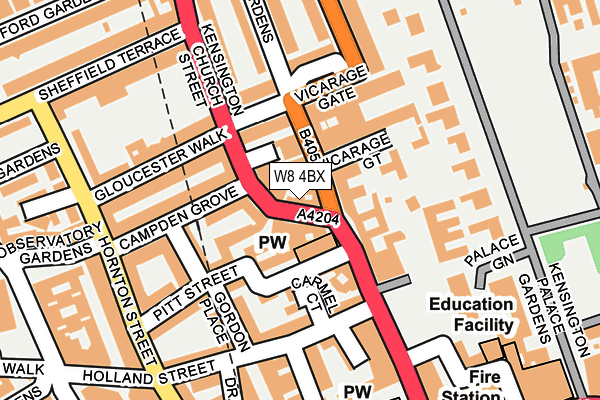 W8 4BX map - OS OpenMap – Local (Ordnance Survey)