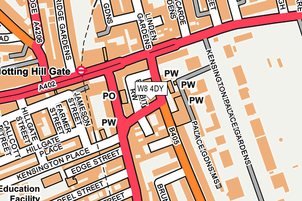 W8 4DY map - OS OpenMap – Local (Ordnance Survey)