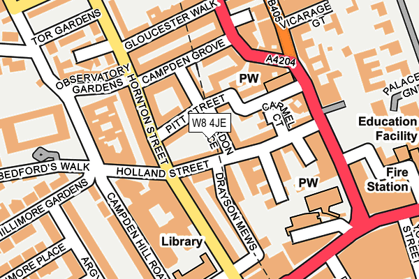 W8 4JE map - OS OpenMap – Local (Ordnance Survey)