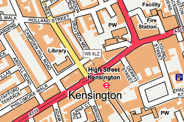 W8 4LZ map - OS OpenMap – Local (Ordnance Survey)