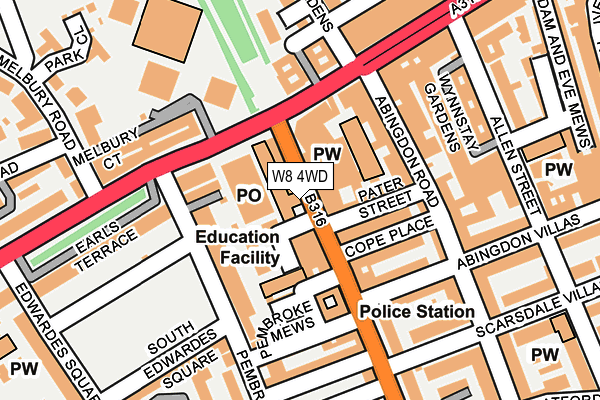 W8 4WD map - OS OpenMap – Local (Ordnance Survey)