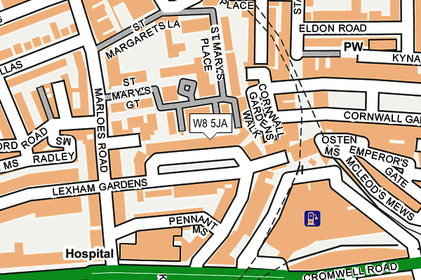 W8 5JA map - OS OpenMap – Local (Ordnance Survey)