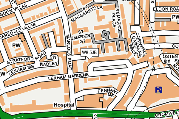 W8 5JB map - OS OpenMap – Local (Ordnance Survey)