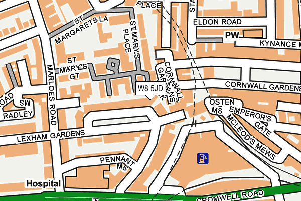 W8 5JD map - OS OpenMap – Local (Ordnance Survey)