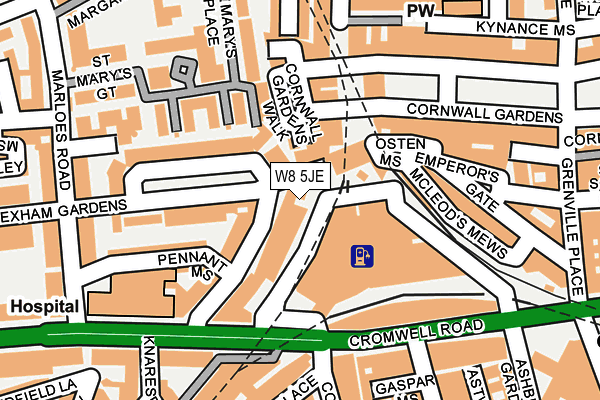 W8 5JE map - OS OpenMap – Local (Ordnance Survey)