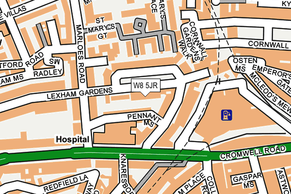 W8 5JR map - OS OpenMap – Local (Ordnance Survey)