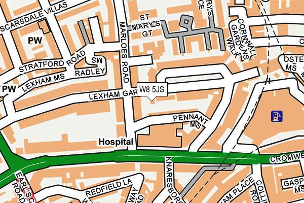 W8 5JS map - OS OpenMap – Local (Ordnance Survey)