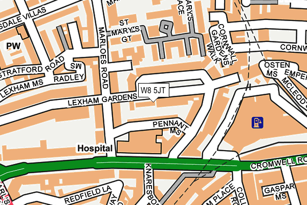 W8 5JT map - OS OpenMap – Local (Ordnance Survey)