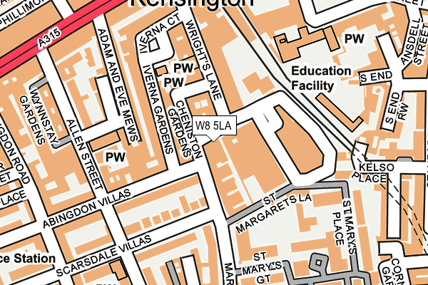 W8 5LA map - OS OpenMap – Local (Ordnance Survey)