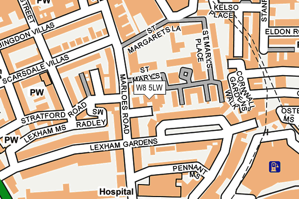 W8 5LW map - OS OpenMap – Local (Ordnance Survey)