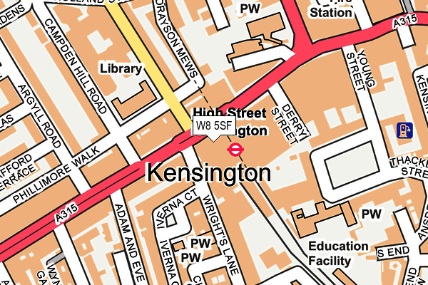 W8 5SF map - OS OpenMap – Local (Ordnance Survey)