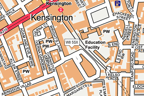 W8 5SX map - OS OpenMap – Local (Ordnance Survey)