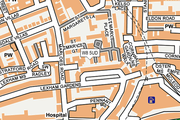 W8 5UD map - OS OpenMap – Local (Ordnance Survey)