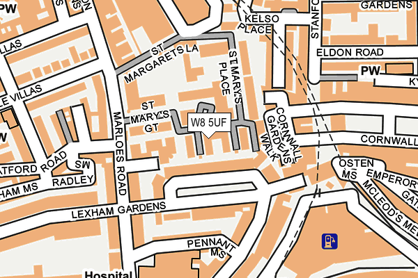 W8 5UF map - OS OpenMap – Local (Ordnance Survey)