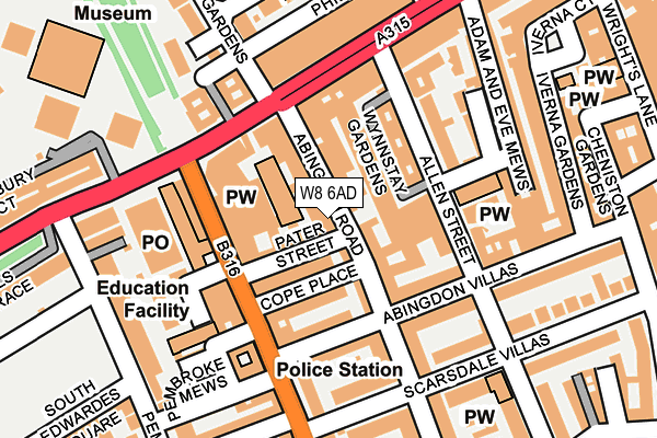 W8 6AD map - OS OpenMap – Local (Ordnance Survey)