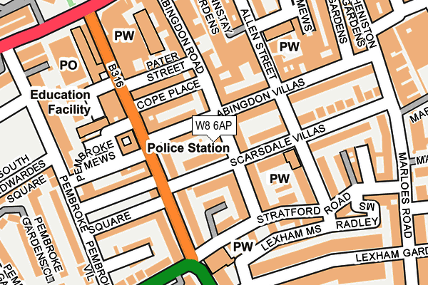 W8 6AP map - OS OpenMap – Local (Ordnance Survey)