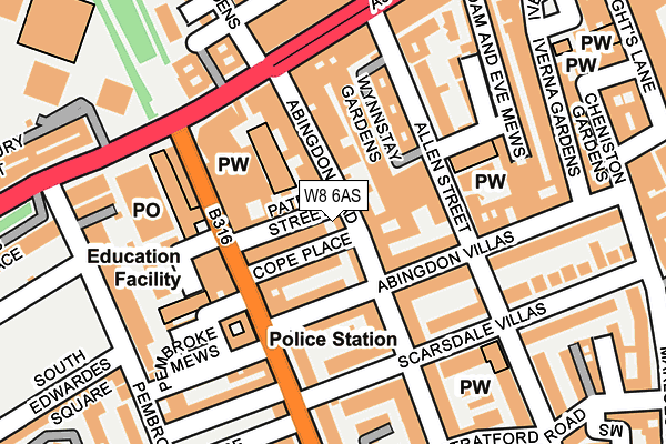 W8 6AS map - OS OpenMap – Local (Ordnance Survey)