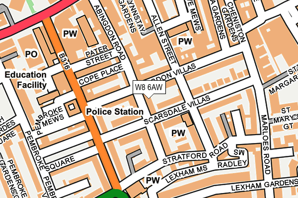 W8 6AW map - OS OpenMap – Local (Ordnance Survey)
