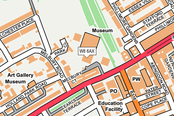 W8 6AX map - OS OpenMap – Local (Ordnance Survey)