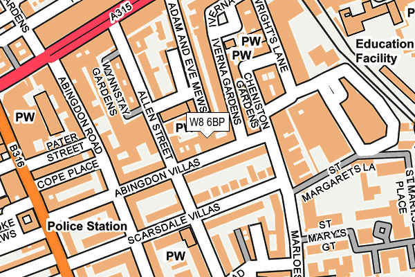 W8 6BP map - OS OpenMap – Local (Ordnance Survey)