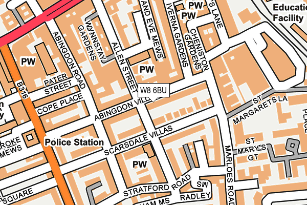 W8 6BU map - OS OpenMap – Local (Ordnance Survey)