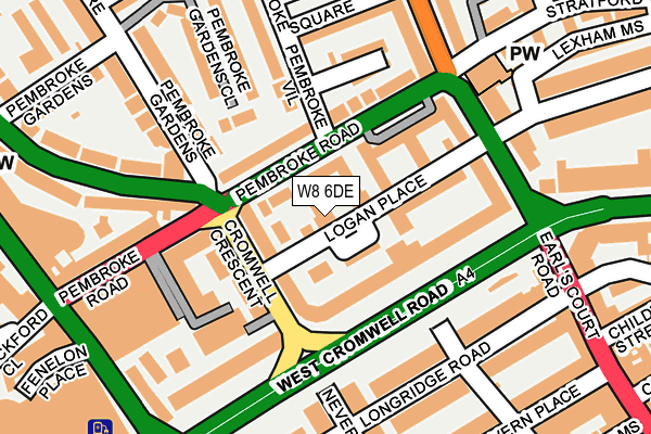 W8 6DE map - OS OpenMap – Local (Ordnance Survey)