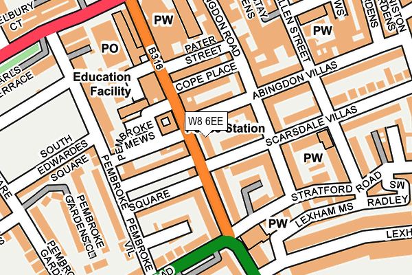 W8 6EE map - OS OpenMap – Local (Ordnance Survey)