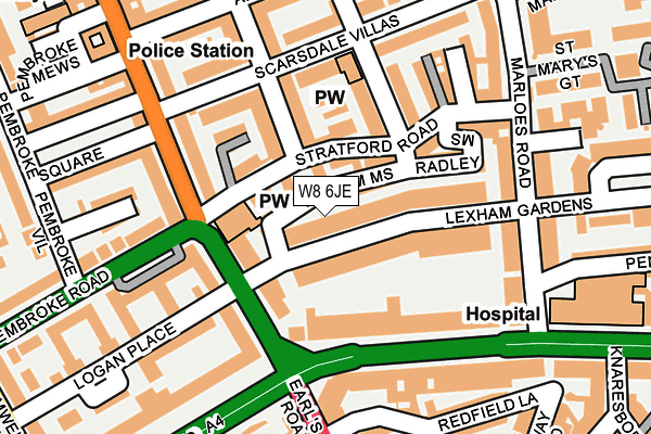 W8 6JE map - OS OpenMap – Local (Ordnance Survey)