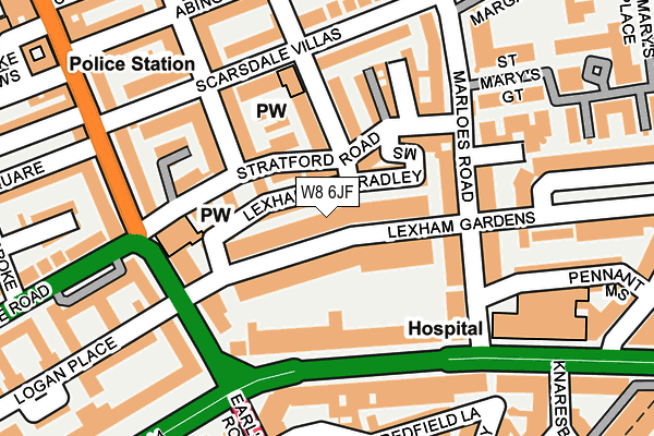 W8 6JF map - OS OpenMap – Local (Ordnance Survey)