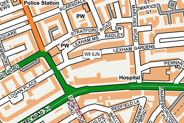 W8 6JN map - OS OpenMap – Local (Ordnance Survey)